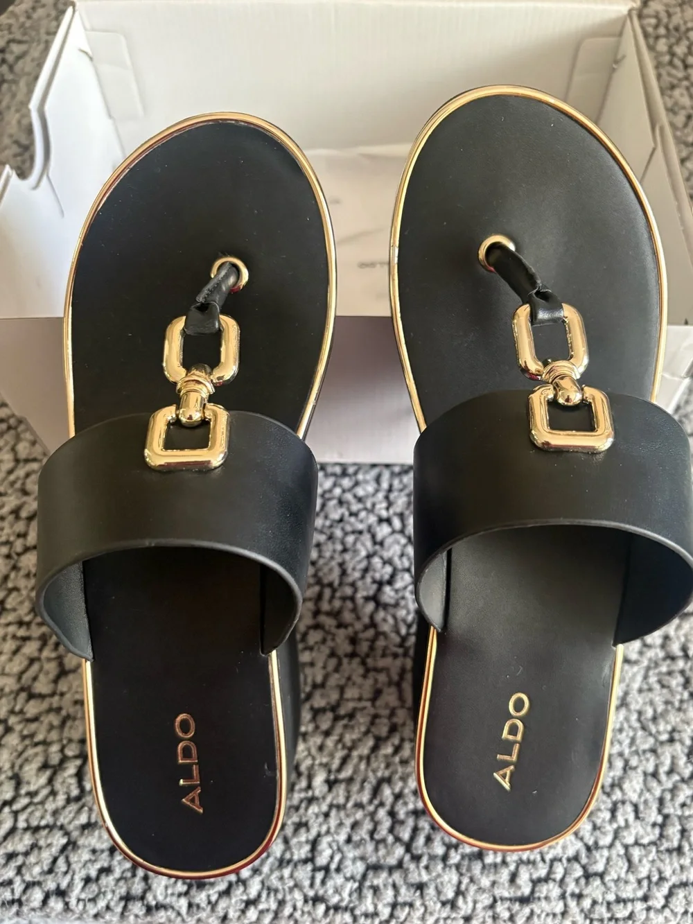 Black Wedge Thong Sandal